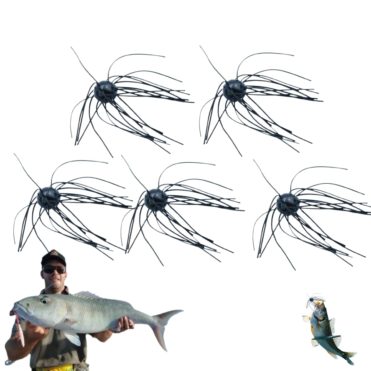 5pcs Tentacles Lure Baits, Floating Sea Urchin Soft Bait Bass Fishing Baits, Artificial Sea Urchins, Lifelike Dice Fishing Lures with Multiple Tentacles for Trout, Bass, Crappie (Pink) — view 9