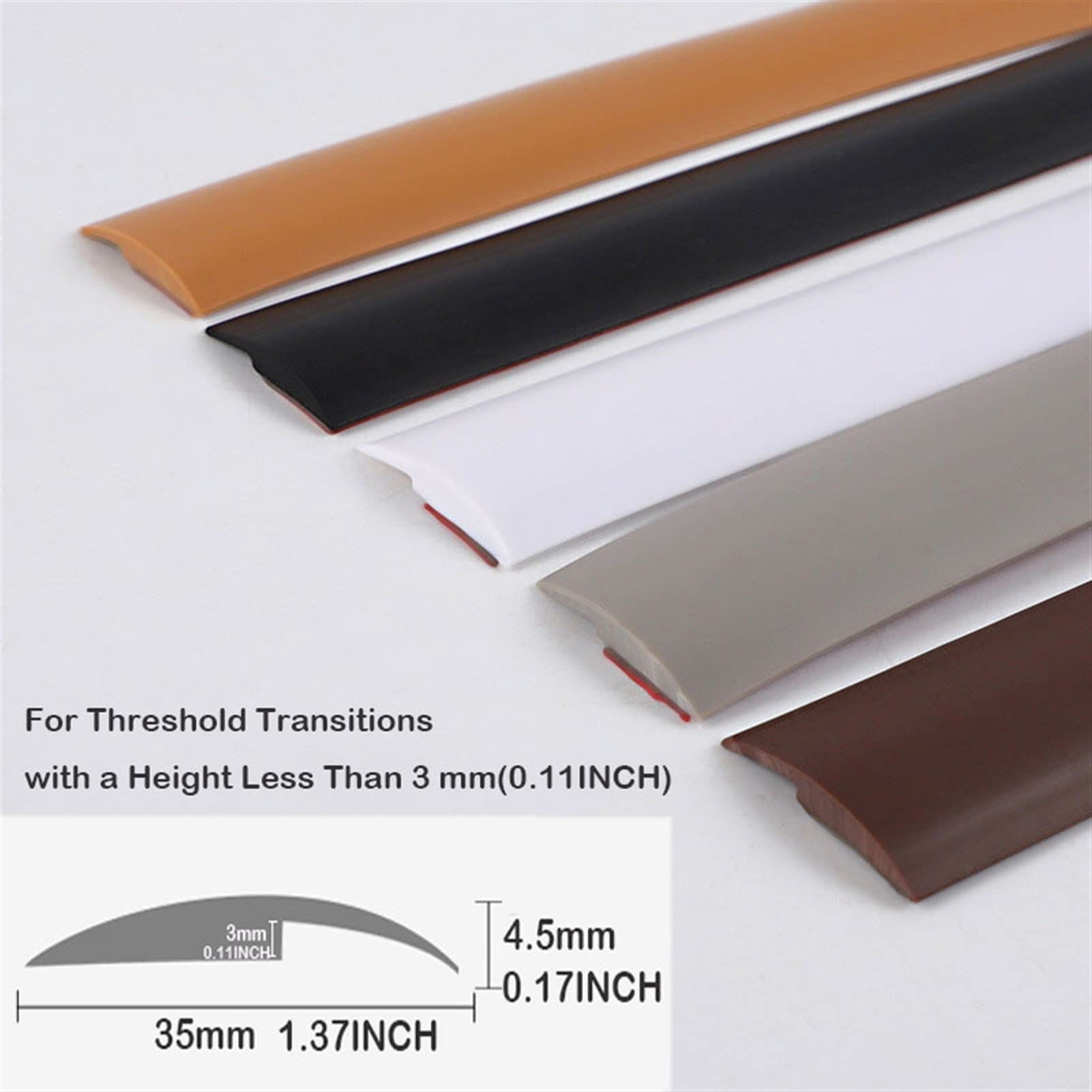 Bordure de tapis Bande de transition de sol auto-adhésive de 32,8 pieds, bande de seuil de porte, garniture de bord de tapis de sol à décoller et coller, adaptée aux transitions de seuil avec une diff