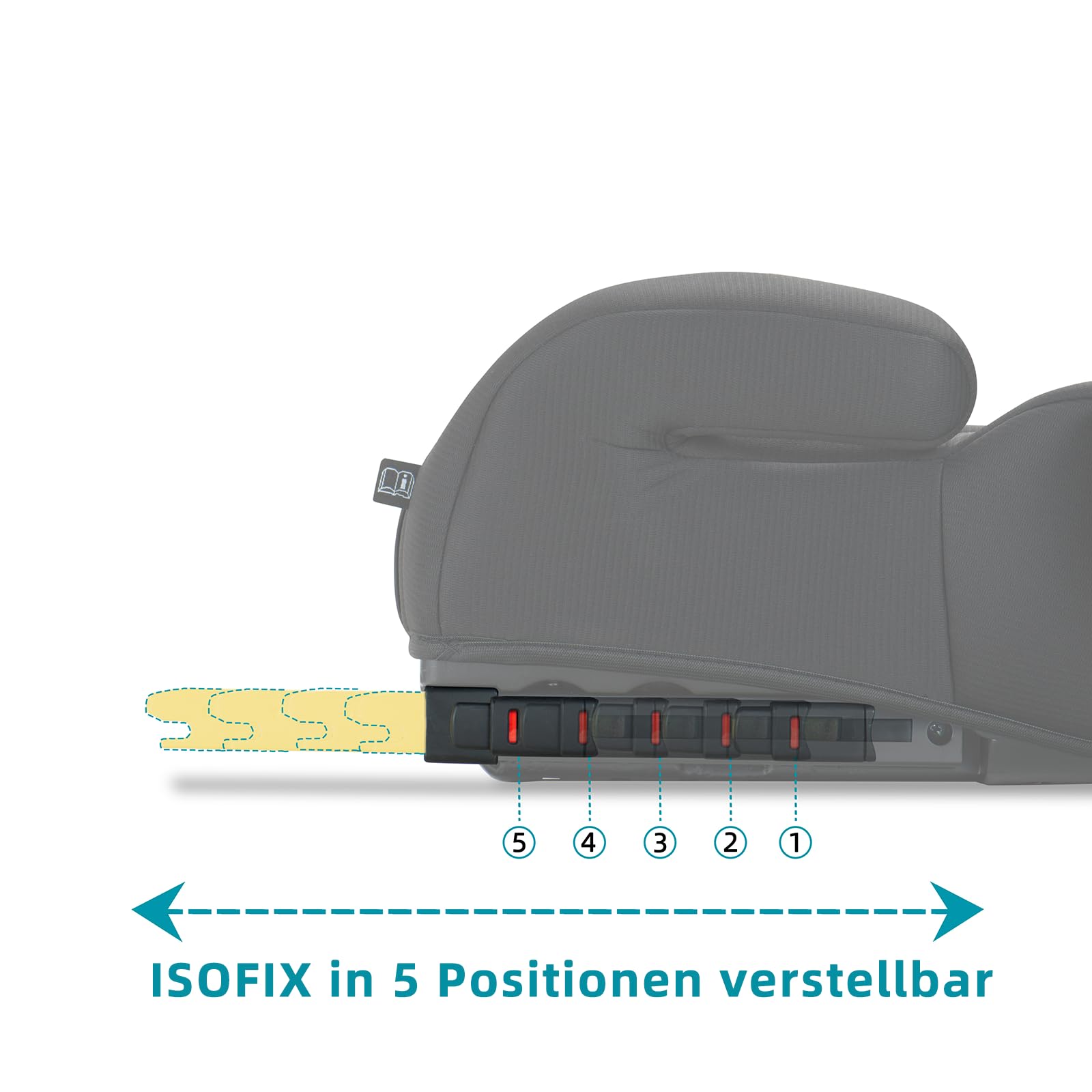 Baby Garden Kindersitzerhöhung mit ISOFIX, 125-150 cm (22–36 kg), Gruppe 2 und 3, mit Armlehnen, Getränkehalter & Gurt-Nackenschutz - i-Size geprüft - Schwarz