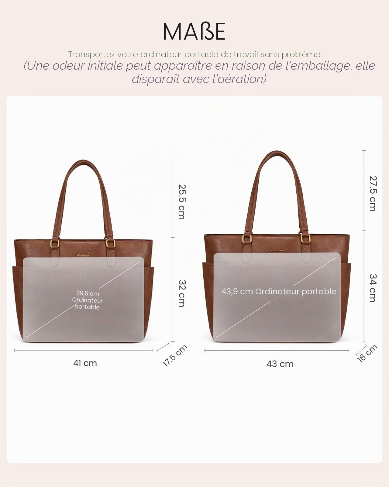 LOVEVOOK Grand Sac à Main Femme Polyvalent, Cabas Élégant avec Compartiment Ordinateur Portable, Tote Bag Professionnel pour Travail, Études, Université, Bureau, Cours et Voyage