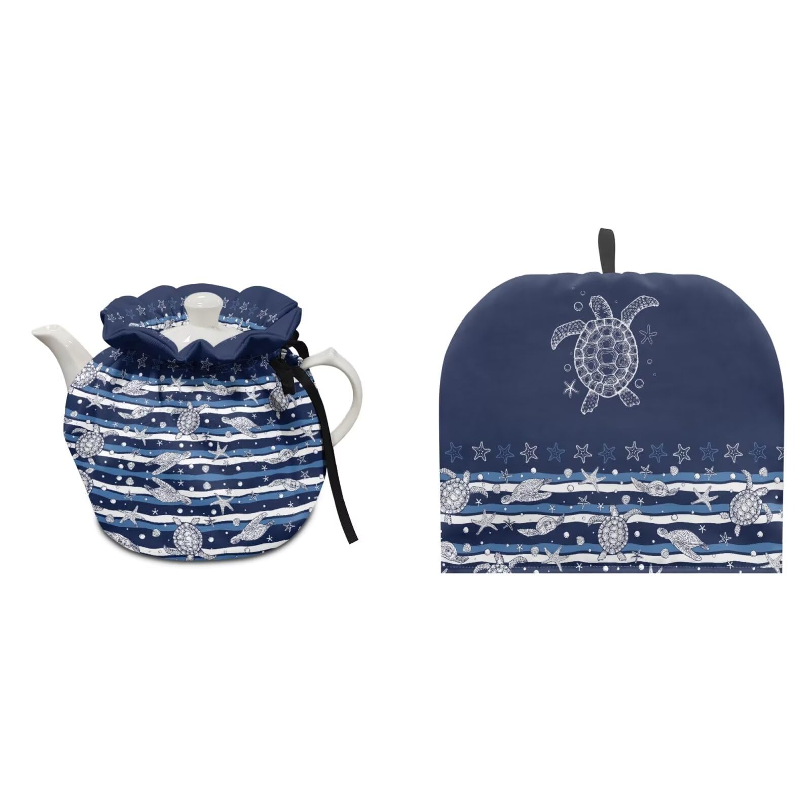 Kathyboom Tea Cozy for Teapot Set of 2 Insulation and Keep Warm, Heat Resistant Kettle Cover Home Kitchen Decor, Sea Turtle