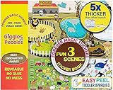 Giggles & Pebbles Educational Magic Sticker Pad Book for Kids,Toddlers, Boys and Girls - Reusable, Washable and Non-Adhesive Stickers with Farm, Zoo, Ocean Animals, for Storytelling, Games and Fun