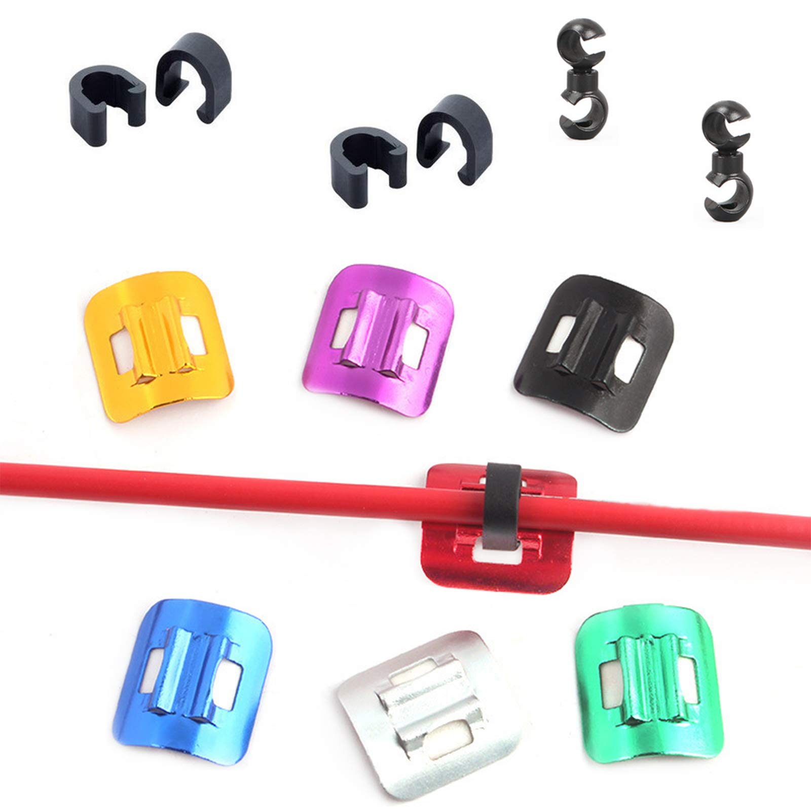 Zaky Fahrrad C-Clip Kabelführung Rotierende S-Haken Clips für MTB Road Mountainbike Guide (Golden) 18 Stücke