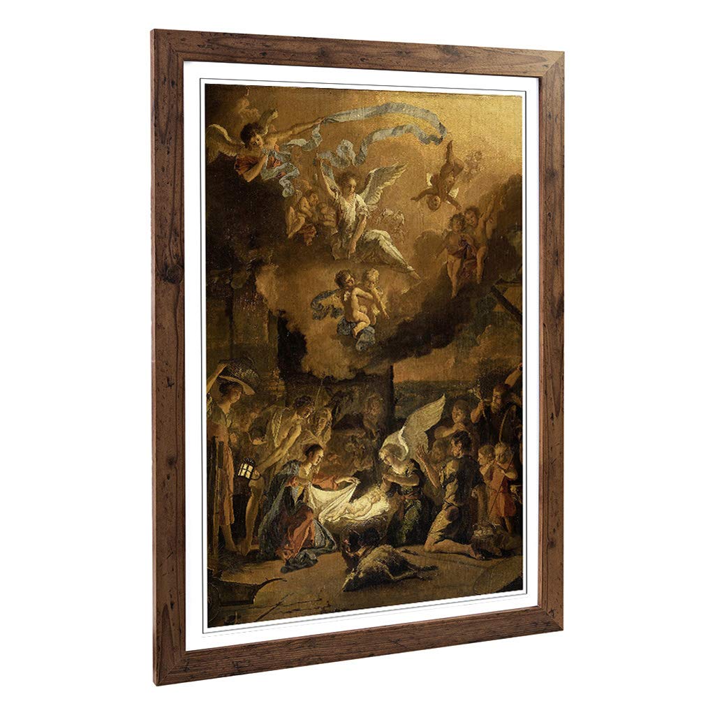 Big Box Art Framed Print of Abraham Hondius The Adoration of The Shepherds Design | Wall Art Picture| Home Decor for Kitchen, Living Room, Bedroom, Hallway, Walnut, A2 / 24.5x18 Inch / 62x45cm