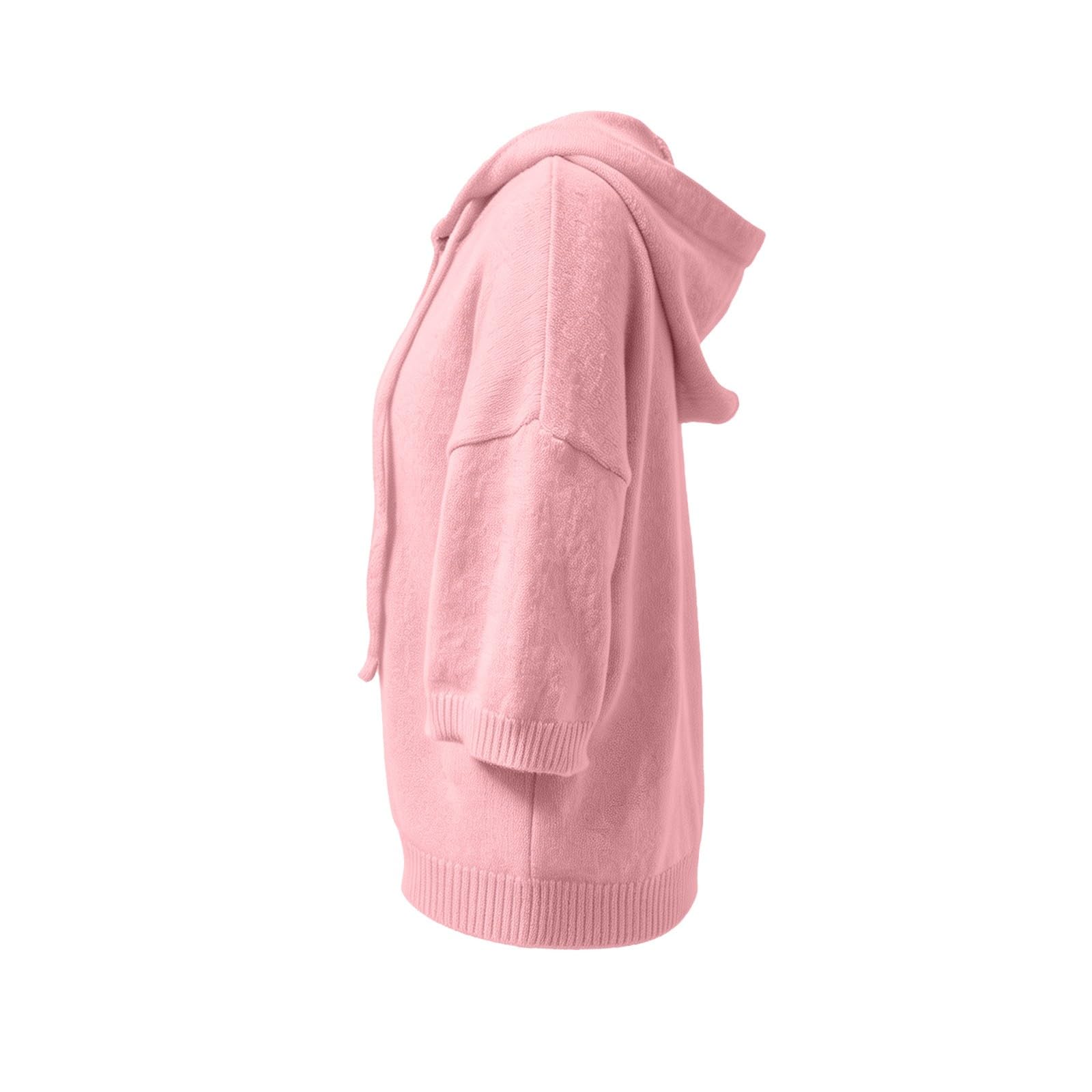 Felpa con Cappuccio da Donna a Maniche a 3/4, Maglia Ampia, Chiusura Mezzo Bottone Felpa con Cappuccio da Donna, Maglia Ampia, Chiusura Mezzo Bottone, vestibilità Oversize, Primavera Pelo