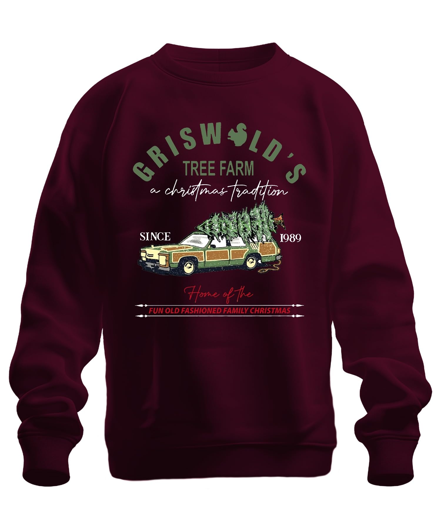 Printera Men's Burgundy Griswold's Tree Farm Family Christmas - Christmas Xmas Unisex Christmas Jumper, L