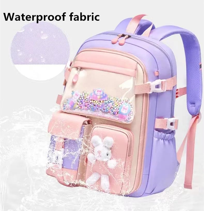 Image of Cots and Cuddles Cute Kawaii Bunny Soft Toy Large Capacity Backpack Bag for Primary School Girl Kids