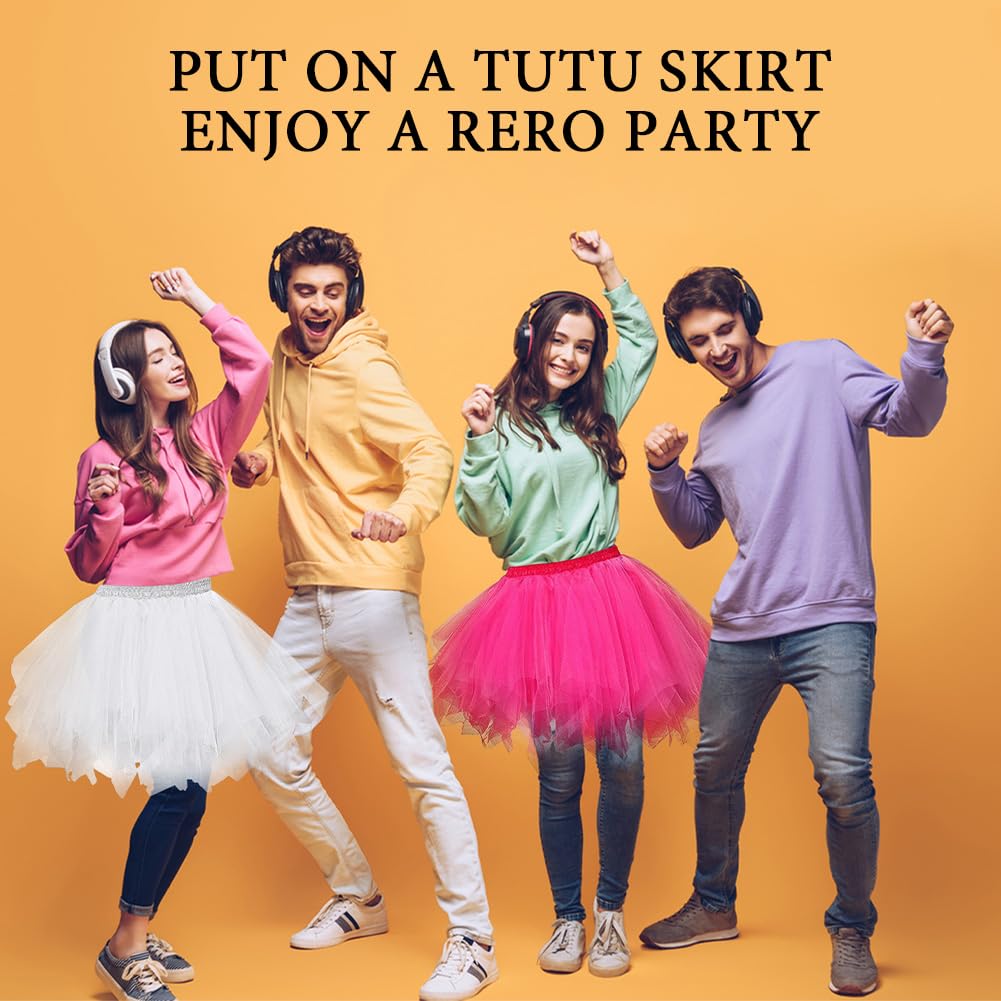 AUYAO Gonne da Donna Tutu, Dress Ballet Petticoat in Tulle a 3 Strati, Costume da Festa di Carnevale di Halloween Tutu per Adulti per Feste di Travestimento Balletto, 80s Sottogonna Tutu