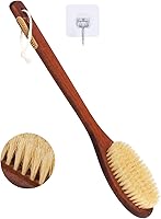 NENO CICI Wooden Bath Brush with Stiff Sisal Bristles - Long Handle Back Scrubber Body Exfoliator Hanging Hook