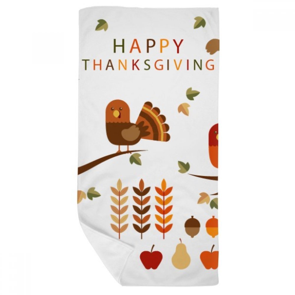 Serviette de bain doux gant de toilette multicolor motif Thanksgiving format 35x70cm absorbant