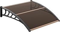 VINGLI 40x40 Brown Polycarbonate Window Awning - UV Rain Snow Sun Protection for Porch Patio Door Canopy