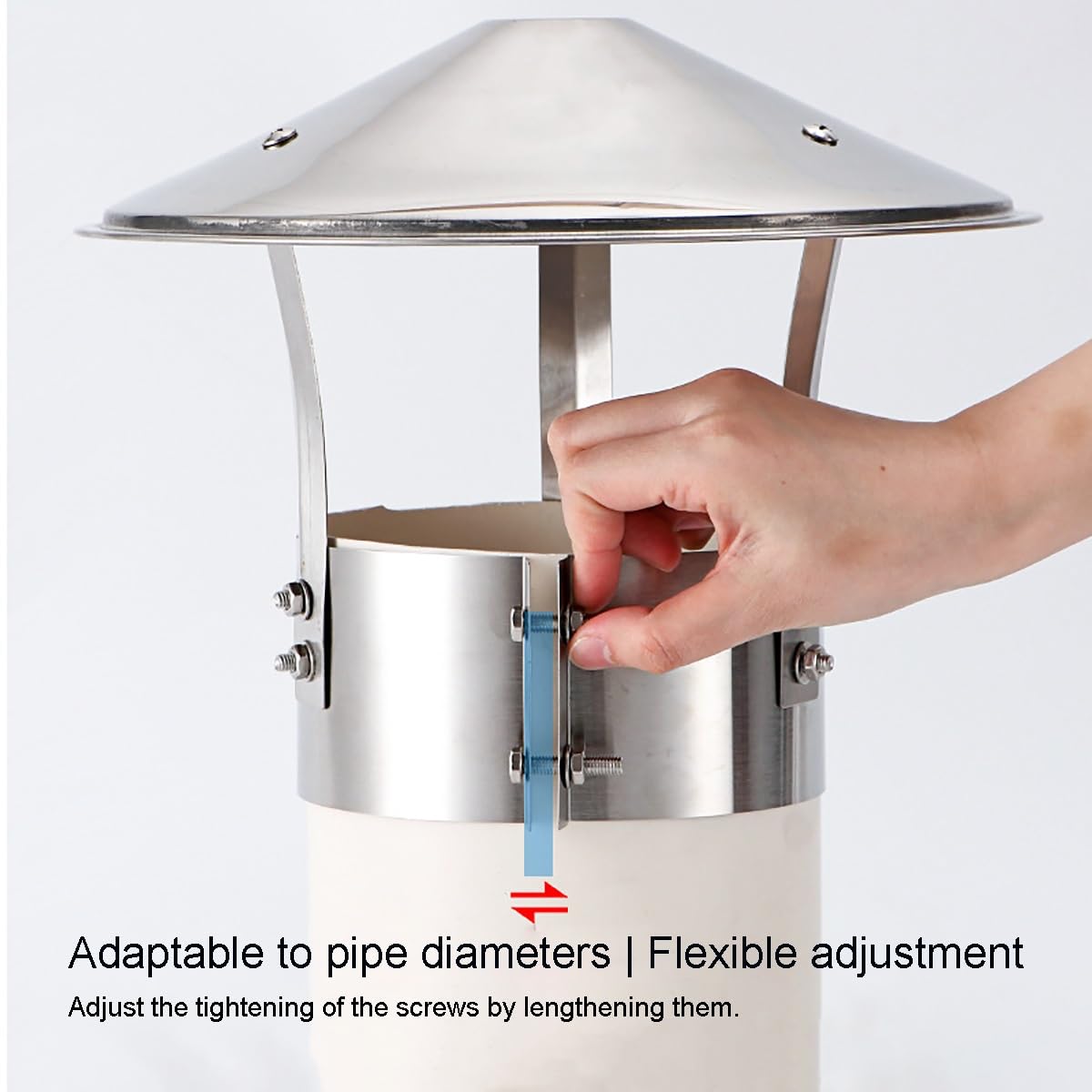 Comignolo in Acciaio Inox, Cappello per Camino Conico Cappa, Comignolo Antivento Antipioggia, per Scarico Fumi ø75-315 mm, Copertura per Camino(315mm/13in)