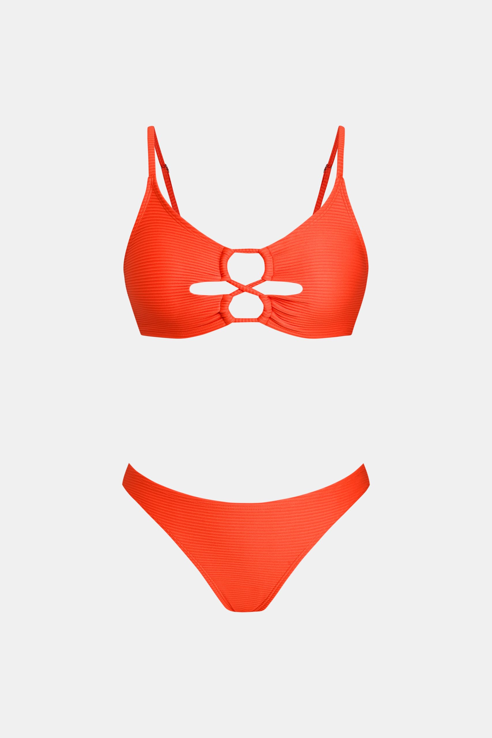 CUPSHE Ensemble bikini deux pièces pour femme - Découpe trou de serrure sur le devant - Encolure dégagée - Taille basse - Coupe haute - Maillot de bain coquin