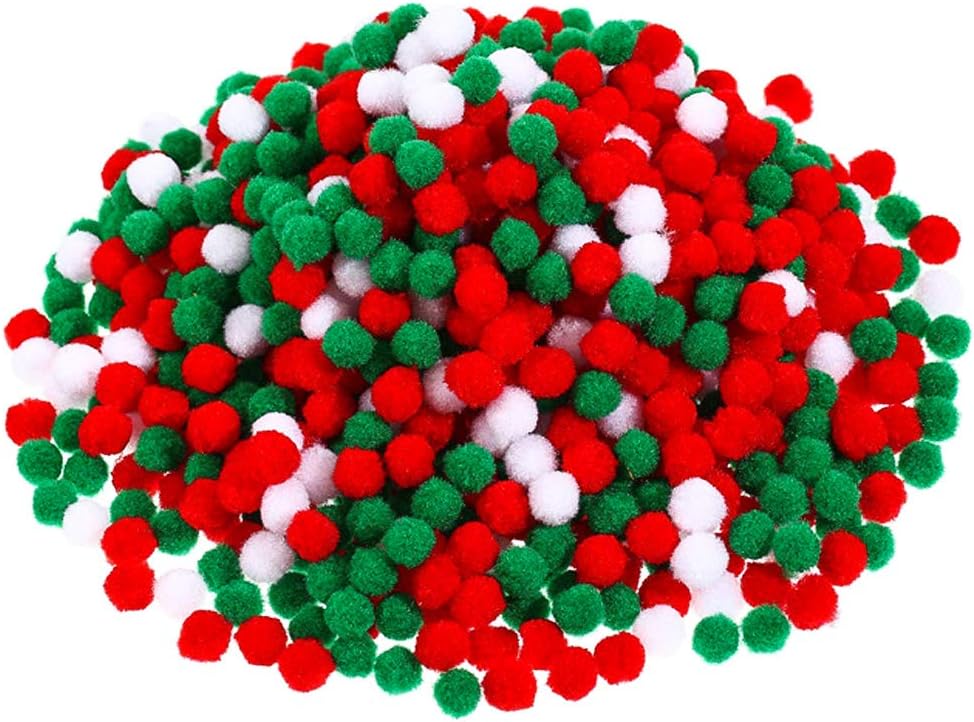 600PCS Pom Poms Fluffy Pompoms Felt Balls Small Craft Pompoms for Christmas Easter Decorations DIY Craft Making (1cm)