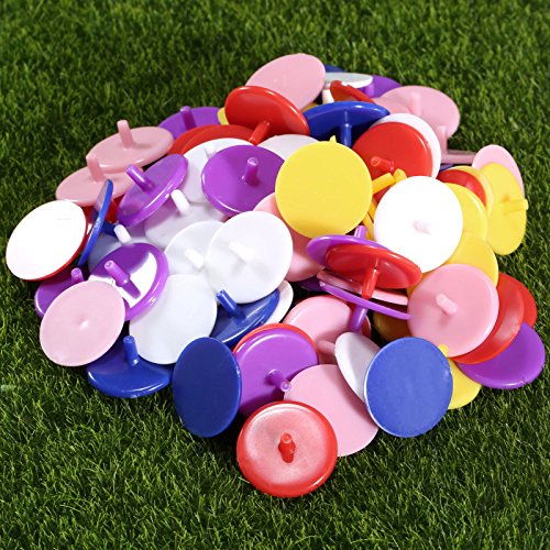 100-Pack 24Mm/0.94" Golf Position Marker, Style-A, Golf Ball Markers Plastic Flat Round Assorted Golf Baseball Markers Mark Accessories (Random Color) #TOP5