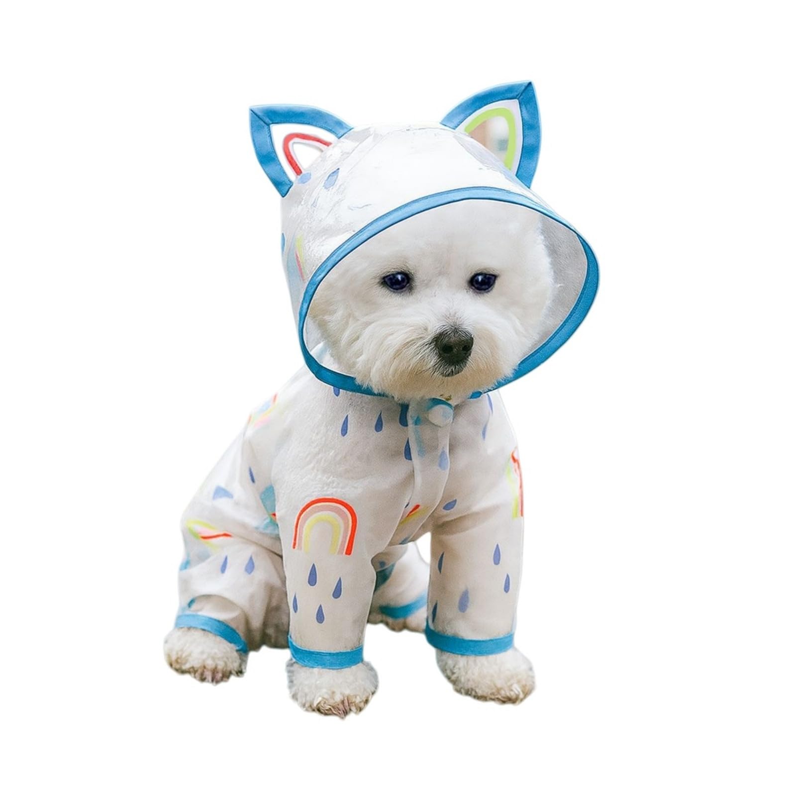 Full Body Dog Raincoat with Legs & Hood - Waterproof Pet Rain Jacket with Harness Hole, Safe Reflective Stripes, 2 in 1Puddle Suit for Small Medium Dogs & Cats (Blue_XS)