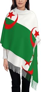 Cashmere Scarf - Women Pashmina Shawl Algerian Flag Women Pashmina Shawl Winter Warm Scarfs with Tassel