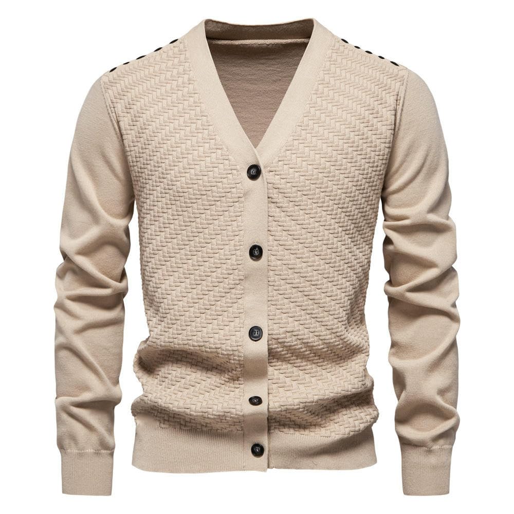 Cárdigan de punto para hombre, ajuste delgado, cuello en V, para otoño e invierno
