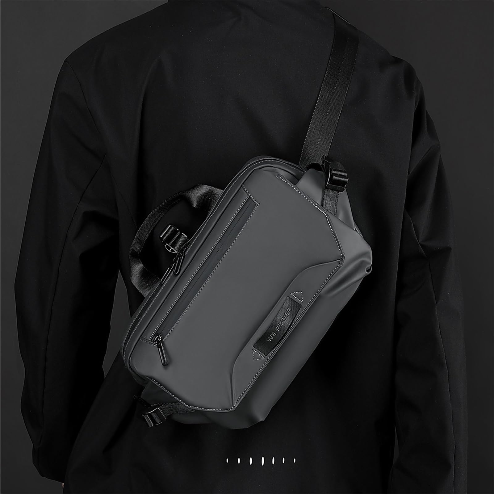 Streetwear Crossbody Bag Men Urban Commute Shoulder Pack Cycling Sports Sling Multi Pocket​(Gray)