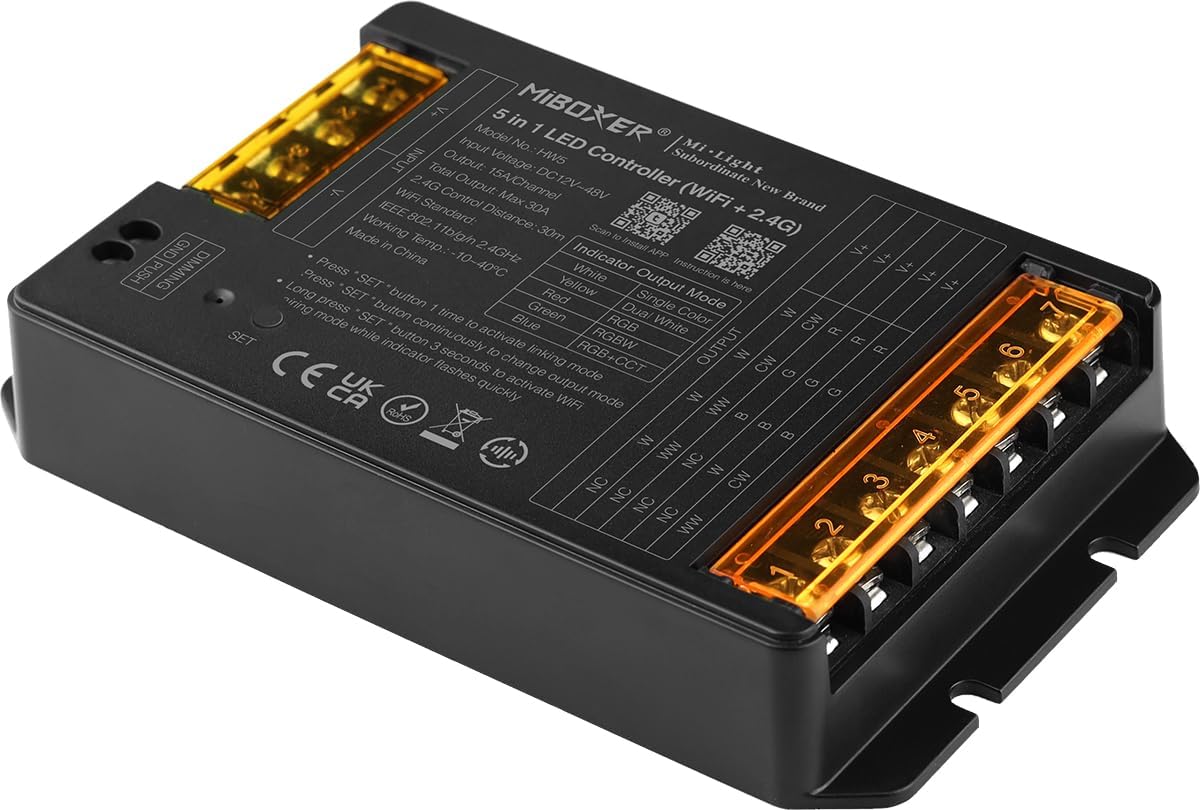 LGIDTECH HW5 5 in 1 LED Strip Light Controller,Compatible with Alexa Google Home Assistant Voice Control