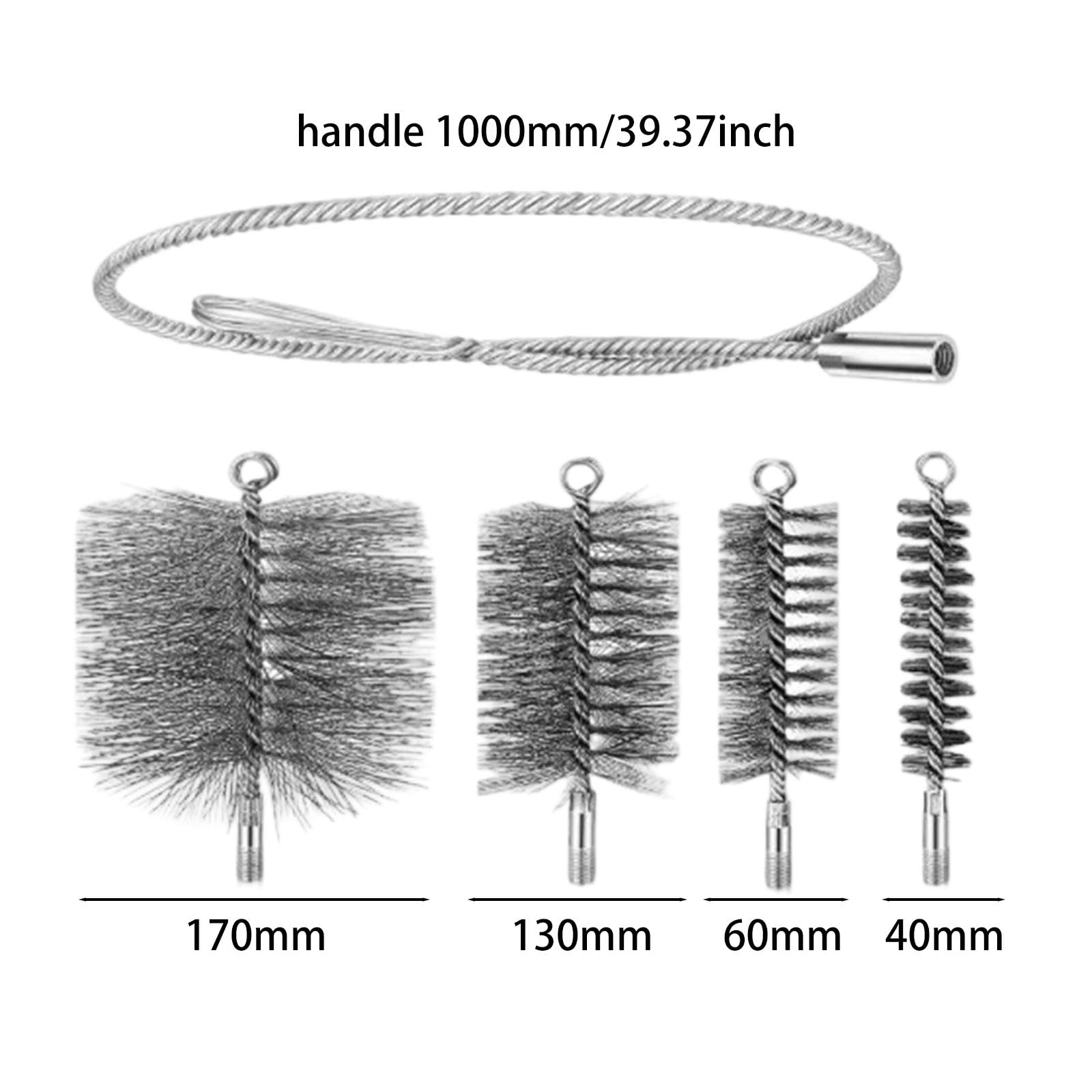 Set di 4 Spazzole per in Filo D'acciaio con Manico Lungo 1 Metro, Versatile E Adatto per Cappe Aspiranti E Altro Ancora, 40 60mm 130mm 170mm