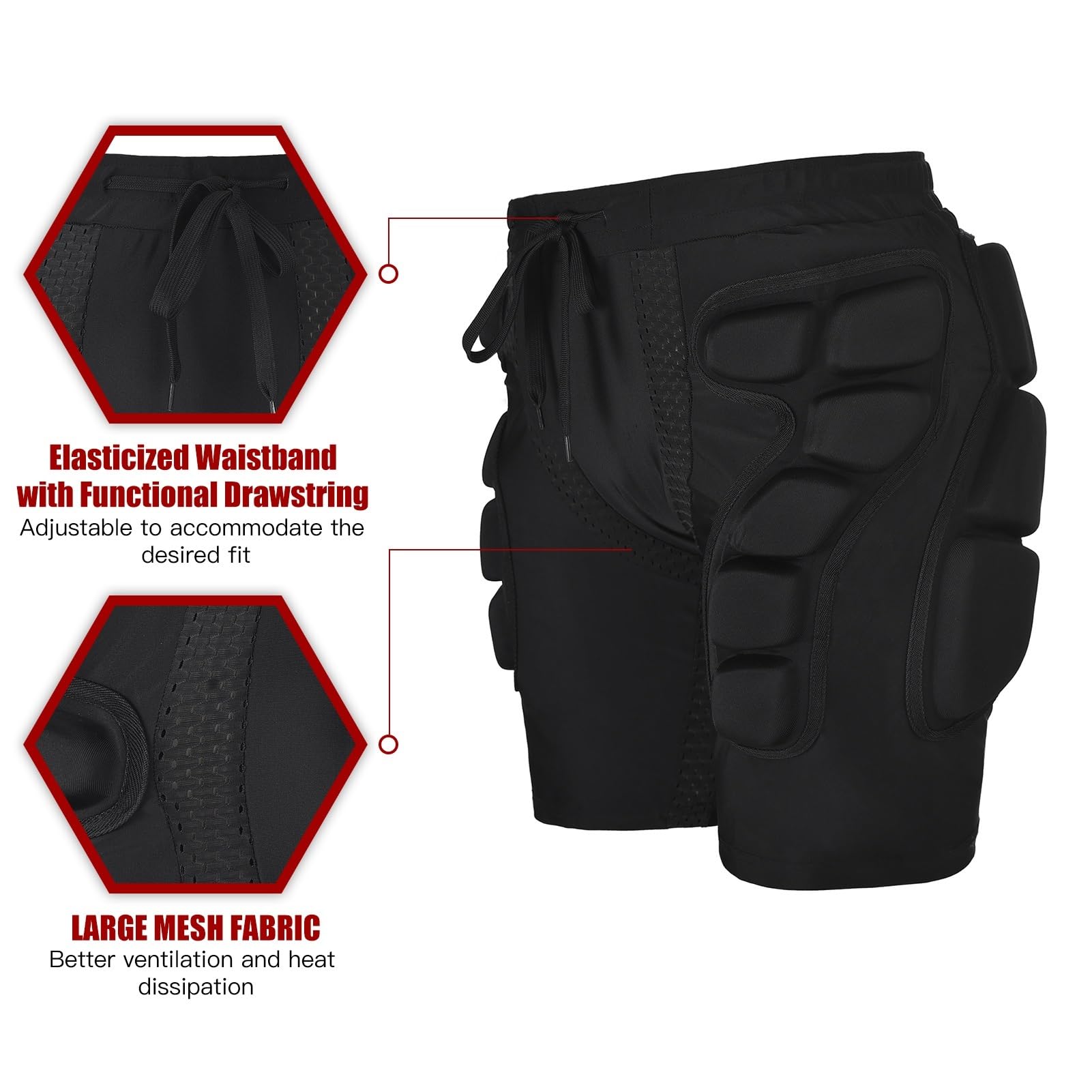 Ski Hüftprotektor Snowboard-Schutzhose mit Polsterung, Hüftprotektor, gepolsterte Hose for Skifahren, Skaten und Snowboarden