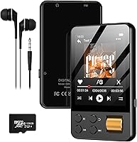 AGXOV 128GB MP3 Player Bluetooth 5.3: Built-in Speaker, FM Radio, Voice Recorder, HiFi Sound, E-Book Reader & Earphones