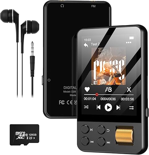 Miniatura 1 de Reproductor MP3 de 128 GB con Bluetooth 5.3, reproductor de música AGXOV con altavoz HD integrado, radio FM, grabadora de voz, sonido de alta