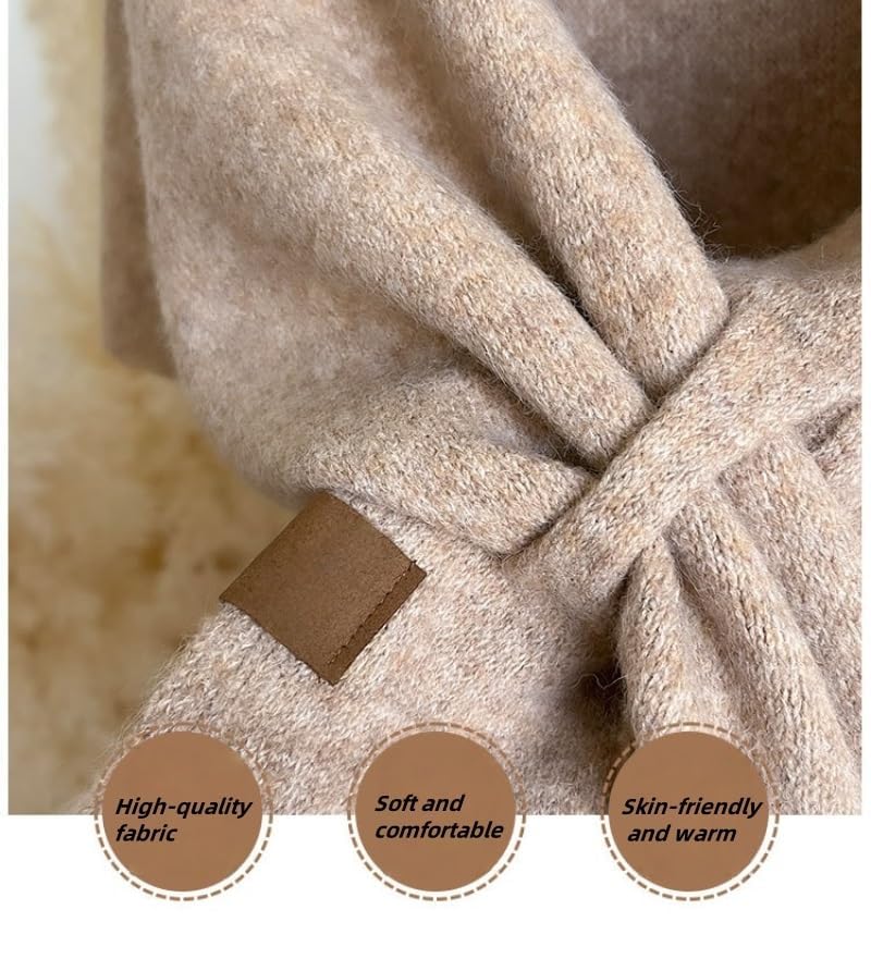 2025 New Women’s Knitted Shawl Wrap Poncho – Wool Blend Cape Scarf for Fall & Winter, Solid Color Shoulder Cover Up3