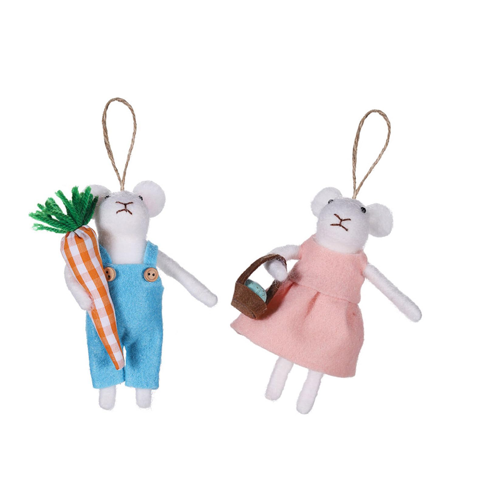 Nucelit Of 2 Felt Pendant Tiered Tray Decorations Hanging Animal Ornaments for Festival and Seasonal Display Felt Ornaments