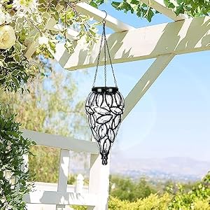 Solar Hanging Lantern Outdoor Lights, Tear-Shaped 15 LEDs Cool White Hanging Lights with S Hooks Decor in Garden, Yard, Pathway, Front Door and Landscape Solar Hanging Lantern Outdoor Lights Tear Shaped 15 LEDs Cool White Hanging Lights with S Hooks Decor in Garden Yard Pathway Front Door and Landscape