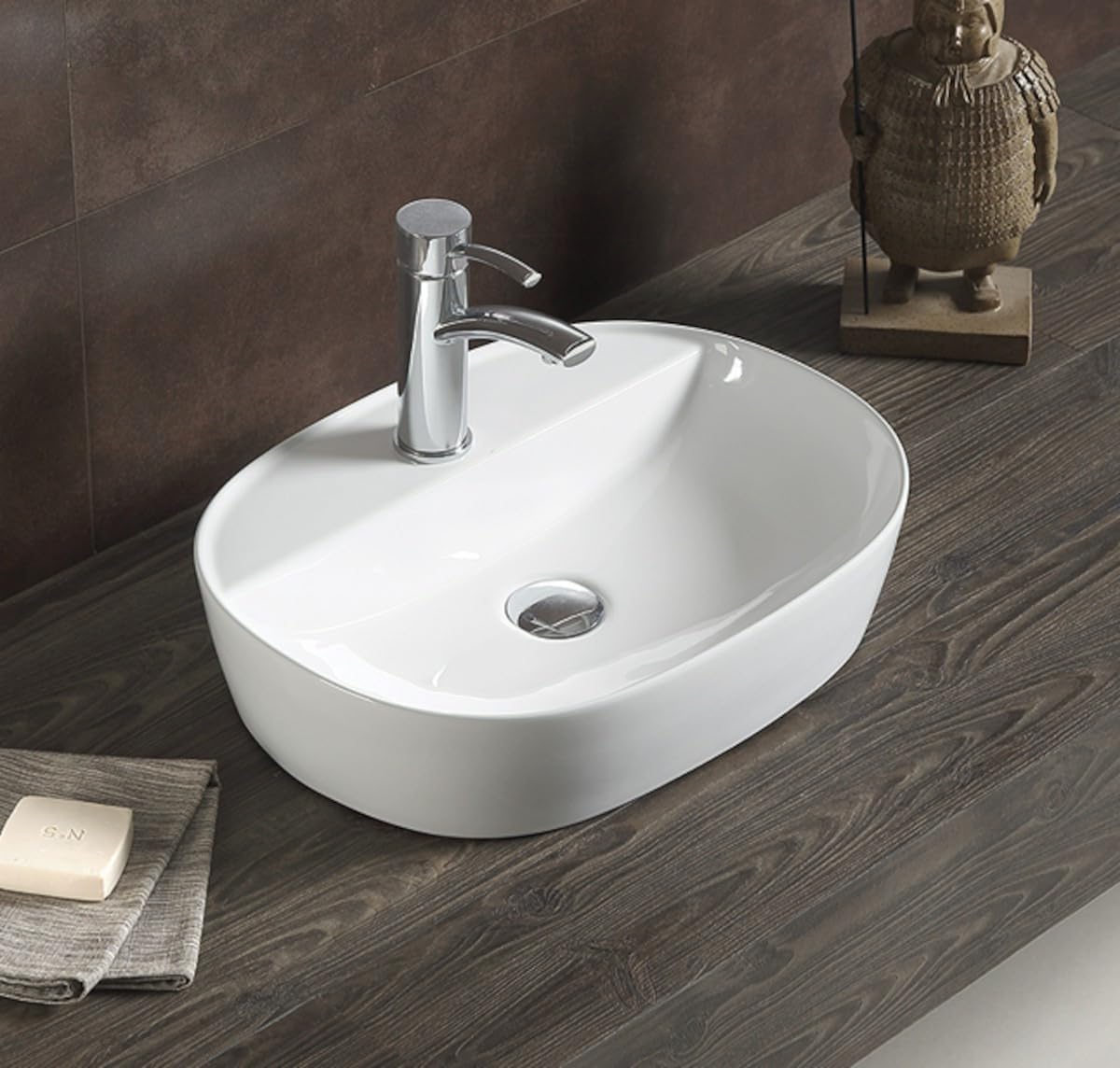 Infinitio - Lavabo da tavolo, design bianco satinato, dimensioni: 60 x 40 x 12,5 cm, senza troppopieno per bagno elegante, prodotto di alta qualità, lavabo Infinitio (SATINF6040)