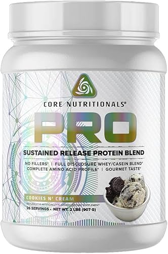 Core Nutritionals Pro Mezcla de proteína de suero de liberación sostenida  con enzimas digestivas  0.88 oz de proteína, 0.07 oz de carbohidratos