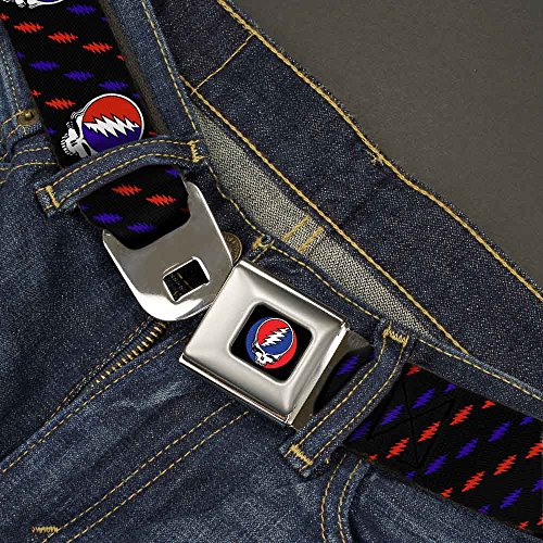 Grateful Dead Seatbelt Buckle Belt, Steal Your Face Mini Lightning Bolt2
