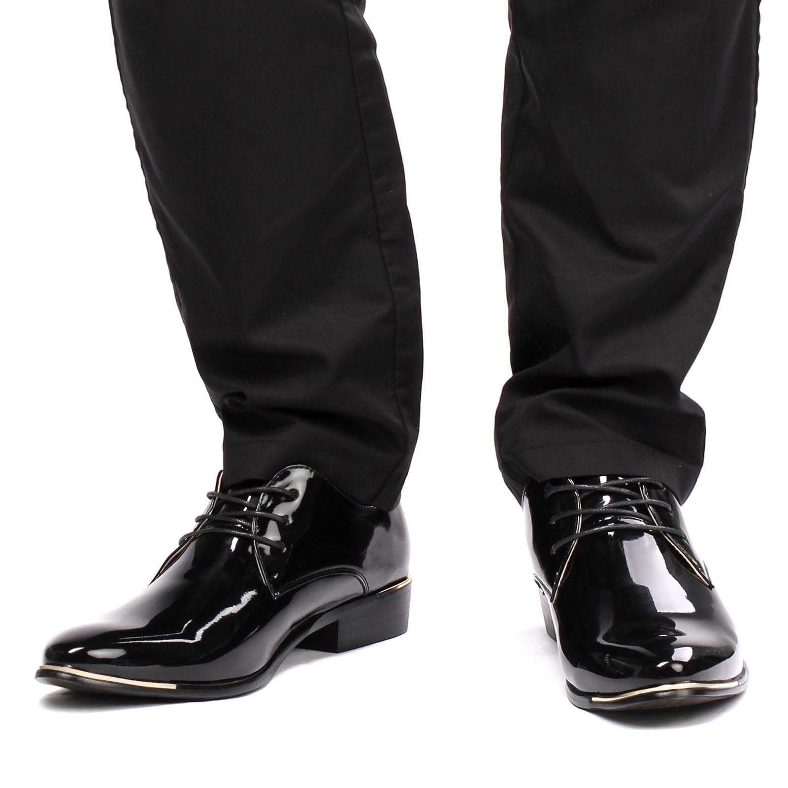 Herren Lederschuhe Lackschuhe Derby Schnürhalbschuhe Oxford Hochzeit Schuhe 38-48