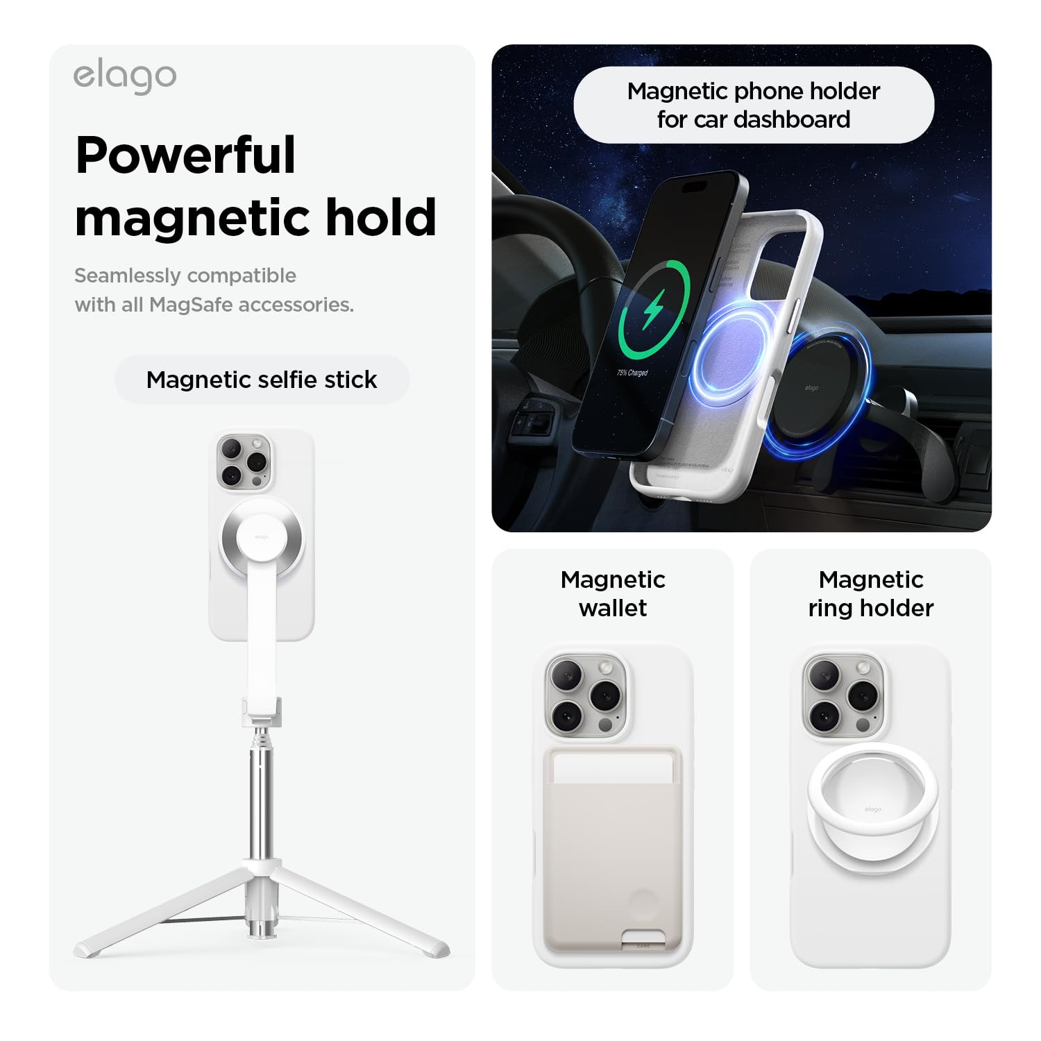 elago Cover Magnetica in Silicone Compatibile con iPhone 16 Pro Cover 6.3 pollici Compatibile con tutti gli accessori MagSafe - Magneti Integrati, Silicone a Presa Morbida, Antiurto (Bianco)