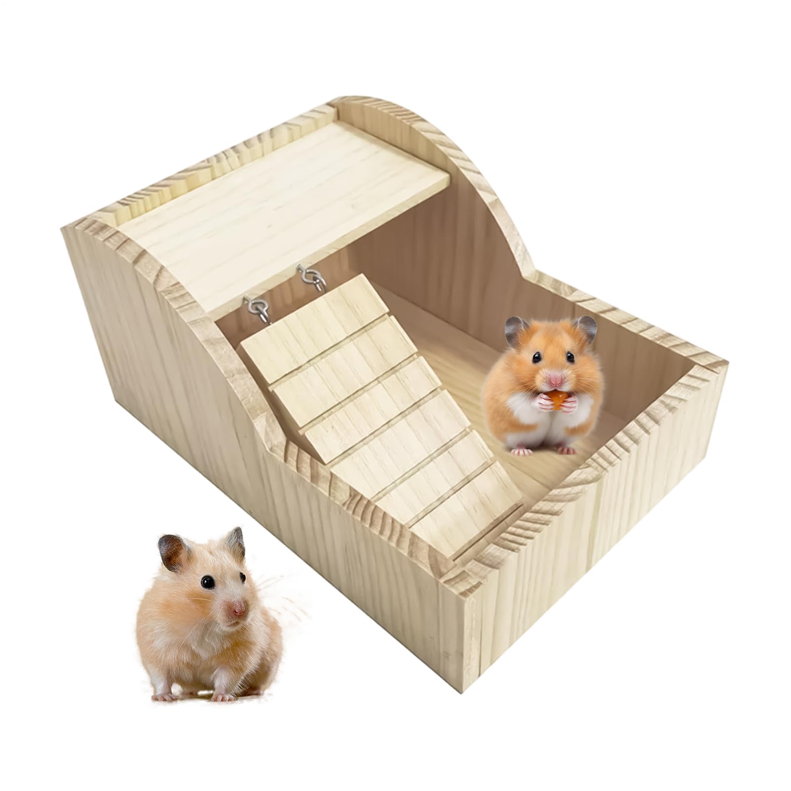 Generisch Hamster Sand Bath - Wooden Container with Ladder, Sand Bath Container for Pets - For Home Hygiene Wellness Enrichment Comfort Cage Pet Care Lifestyle and Activity