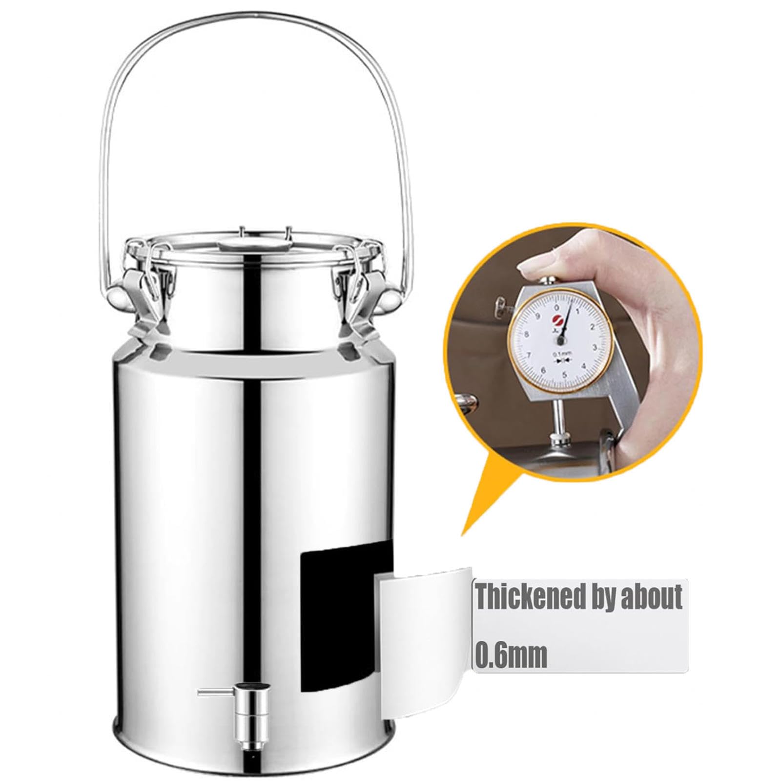 Lechera Acero Inoxidable 3/5/10/15 Litros,lechera Acero Inoxidable Con Tapa Con Tapa Con Asa, Para Transportar o Almacenar Leche,capacity3-10L