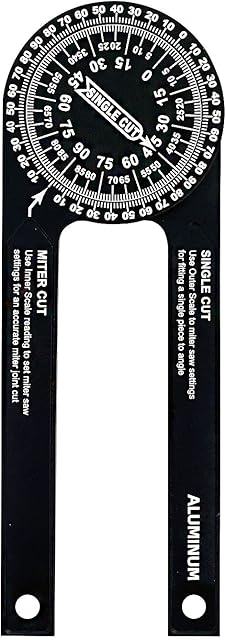 FANFX Aluminum Miter Saw Protractor 7 Inch Protractor Tool Angle Finder Featuring Precision Inside Outside Miter (Black)