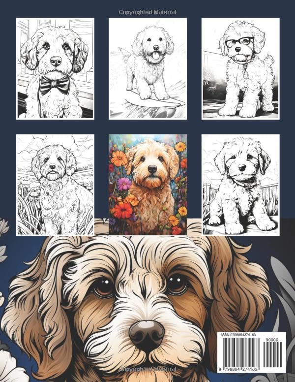 Goldendoodle Coloring Book: 60 Cute and Fun Coloring Pages for All Ages for Relaxation and Stress Relief