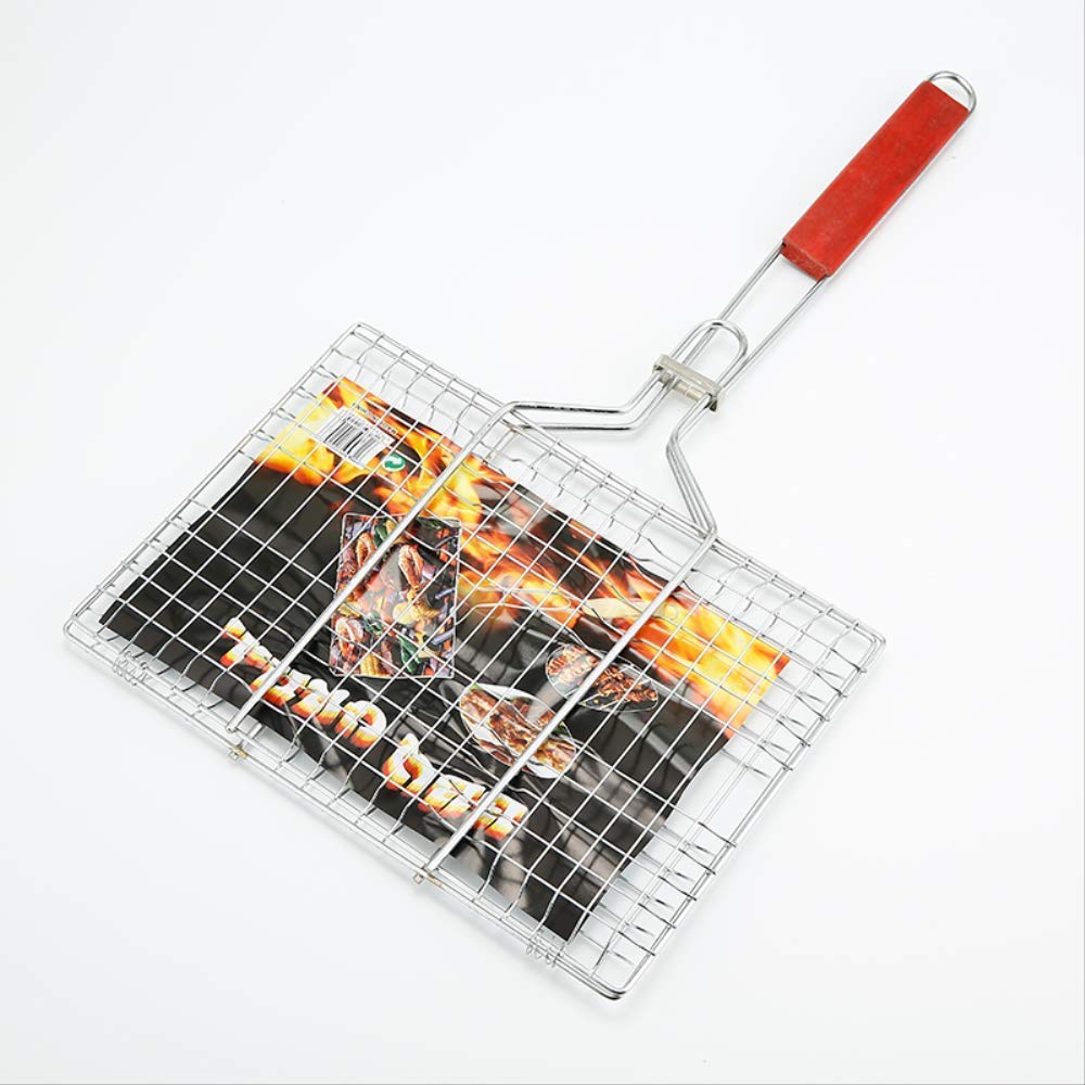Cesta para Parrilla de Pescado para Barbacoa, Cesta para Asar a la Parrilla, Herramienta para Asar Grande en Negrita con férula de Red con Clip para Exteriores