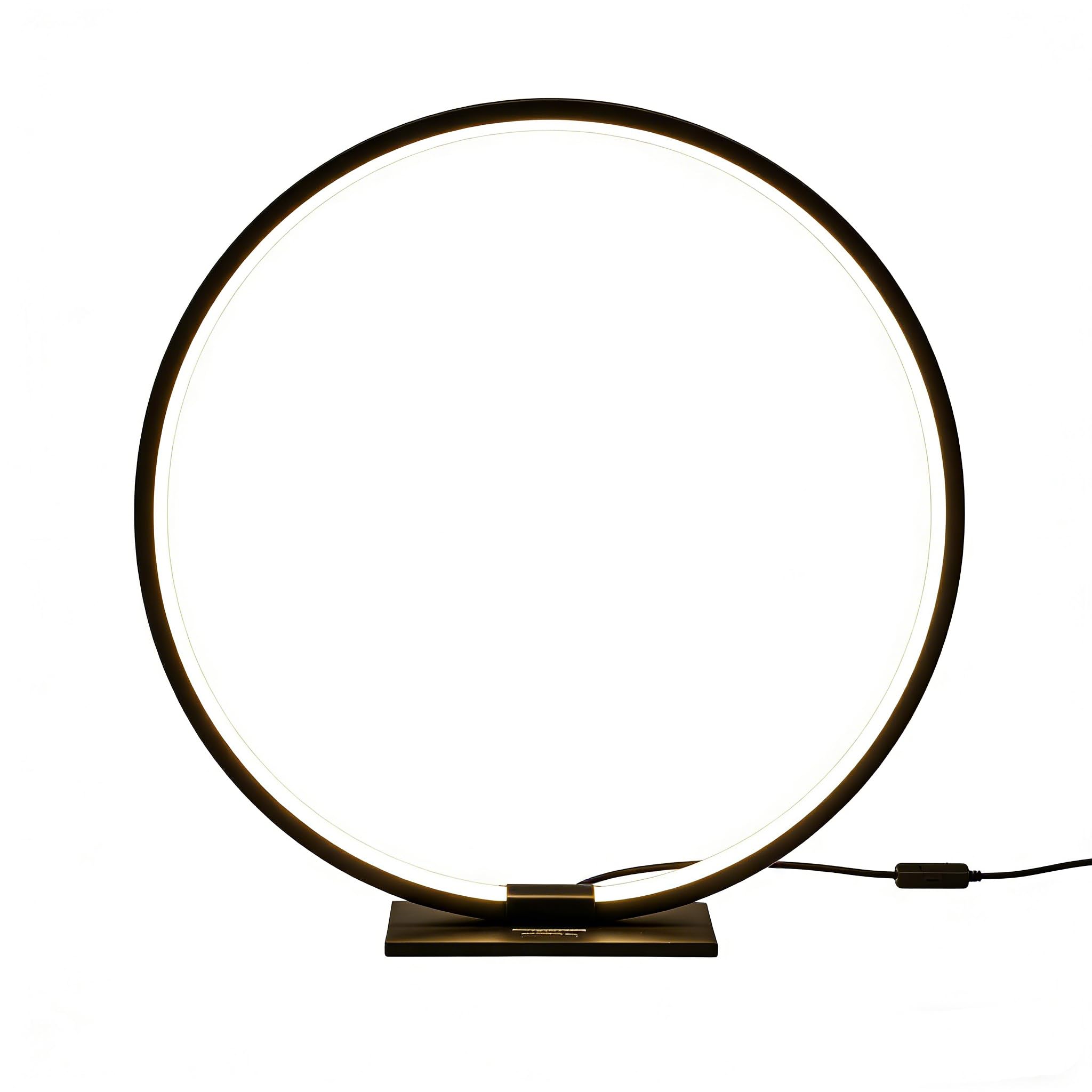 Modern Circle Table Lamp LED Warm Light Nightstand Lamp Black Bedroom Lamp with Dimmable Touch Control for Reading Bedroom and Office