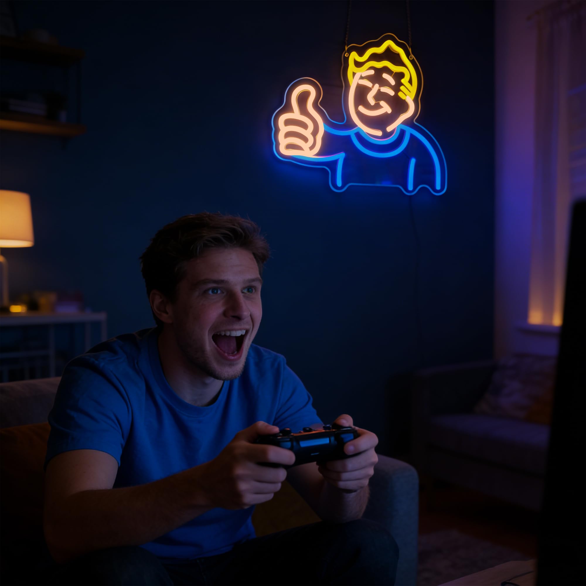 Insegna al neon per decorazione da parete, luce al neon per uomo, grotta, videogiochi, luce a LED, per camera da letto, dormitorio, bar, feste, caffè, decorazione regalo di compleanno per giocatori