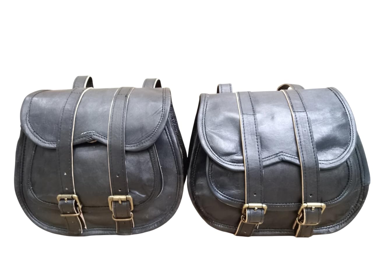 American Blue Borse da sella per moto, tasca laterale per bicicletta, borsa per attrezzi in pelle (2 tasche) (nero)