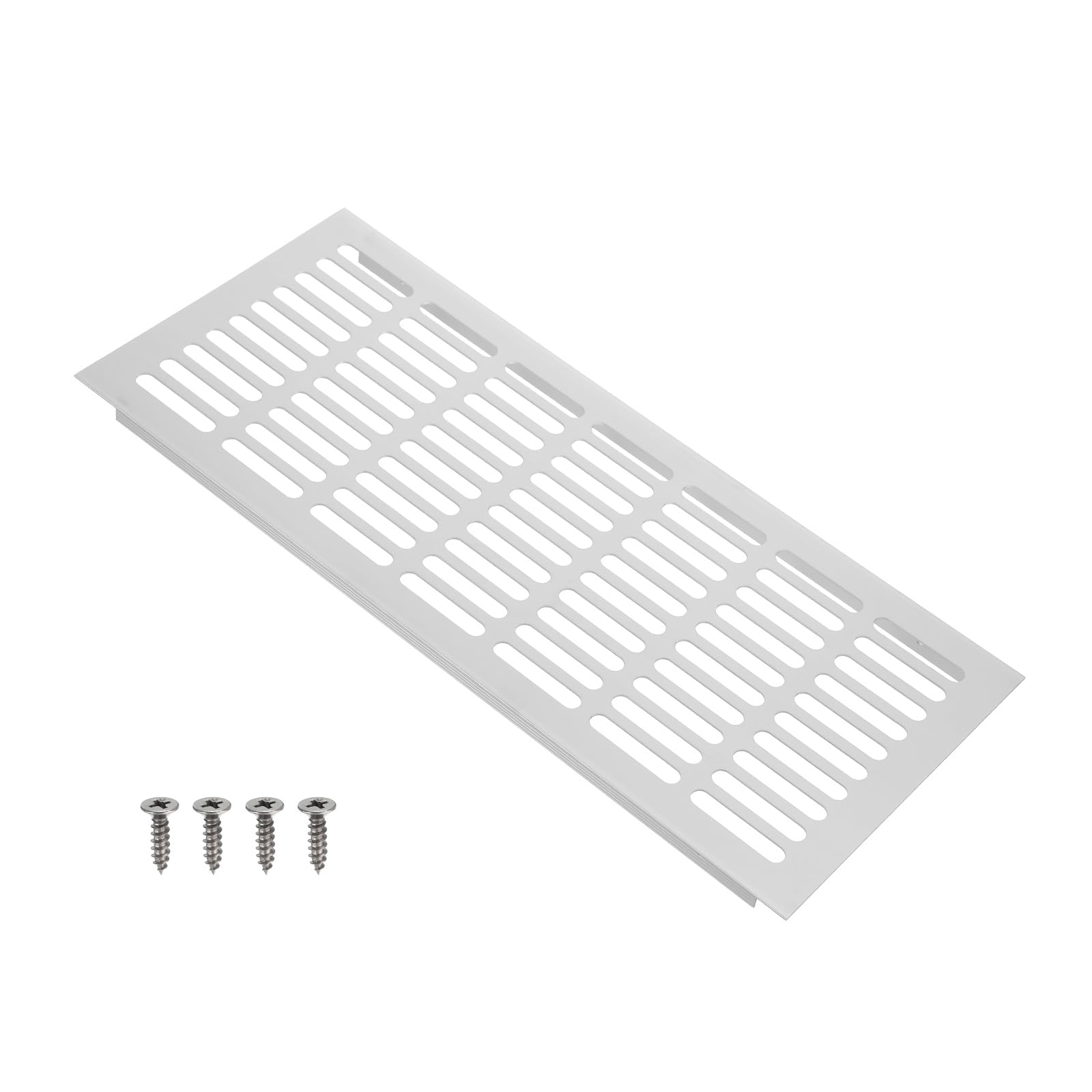 Nexarelle 350 x 150mm Door Air Vent Cover, 1 Set Heavy Duty Aluminum Two Sided Grille Ventilation Cover Louvered with 4 Mounting Screws for Wardrobe Door, Silver