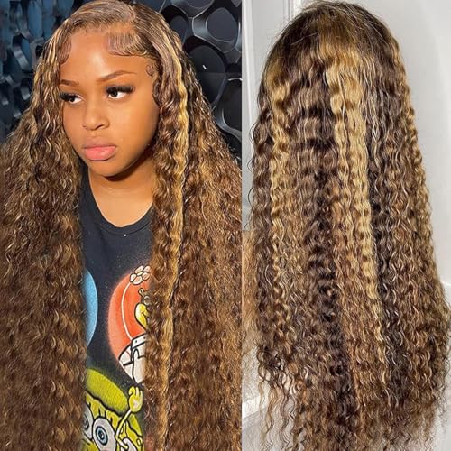 AKUZO 13x6 Highlight Ombre Deep Wave Lace Front Wigs Human