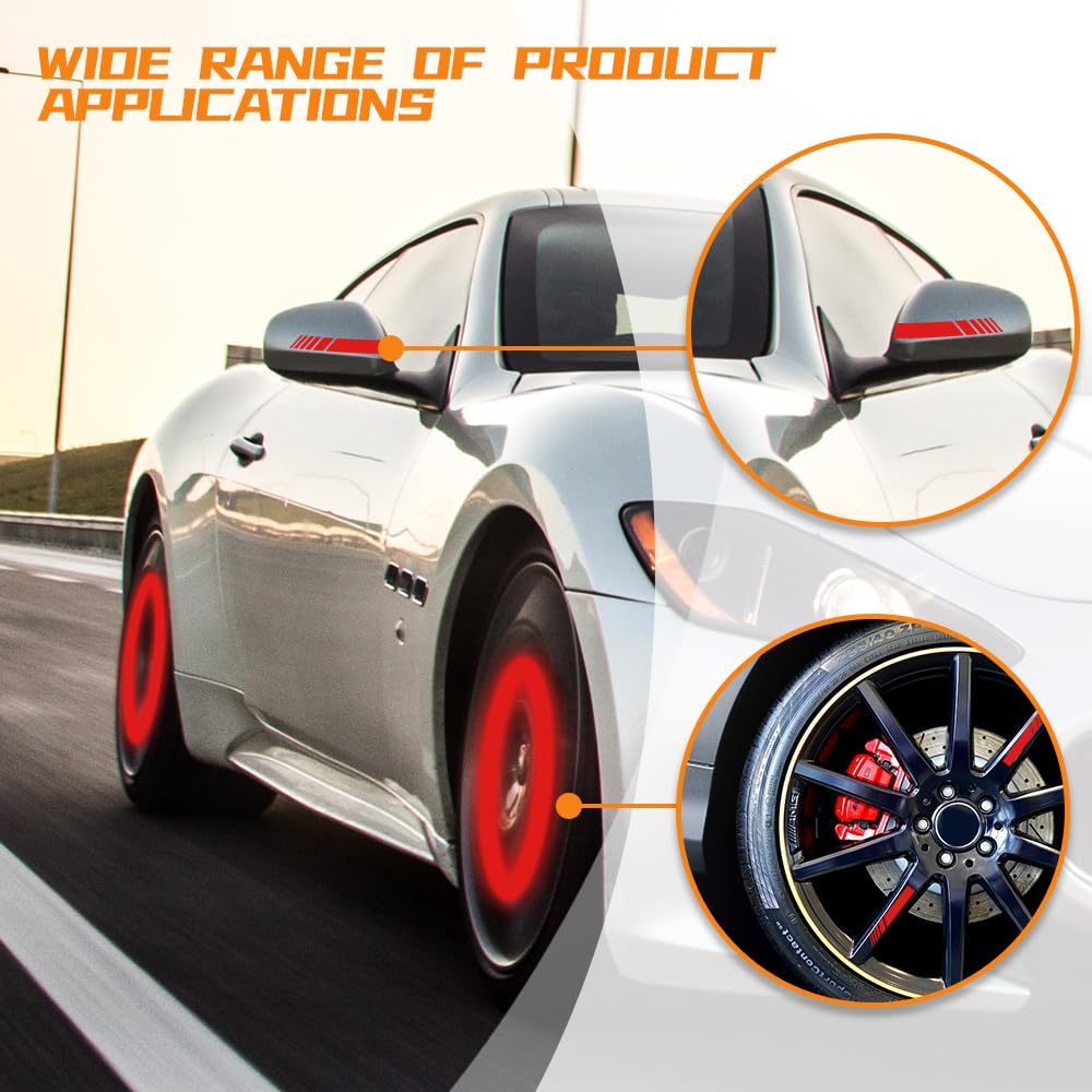 2PCS Car Rear View Mirror Stickers Waterproof Auto Side Rearview Mirrors Decal Stripes Universal Anti-Collision Striped Automotive Warning — view 6