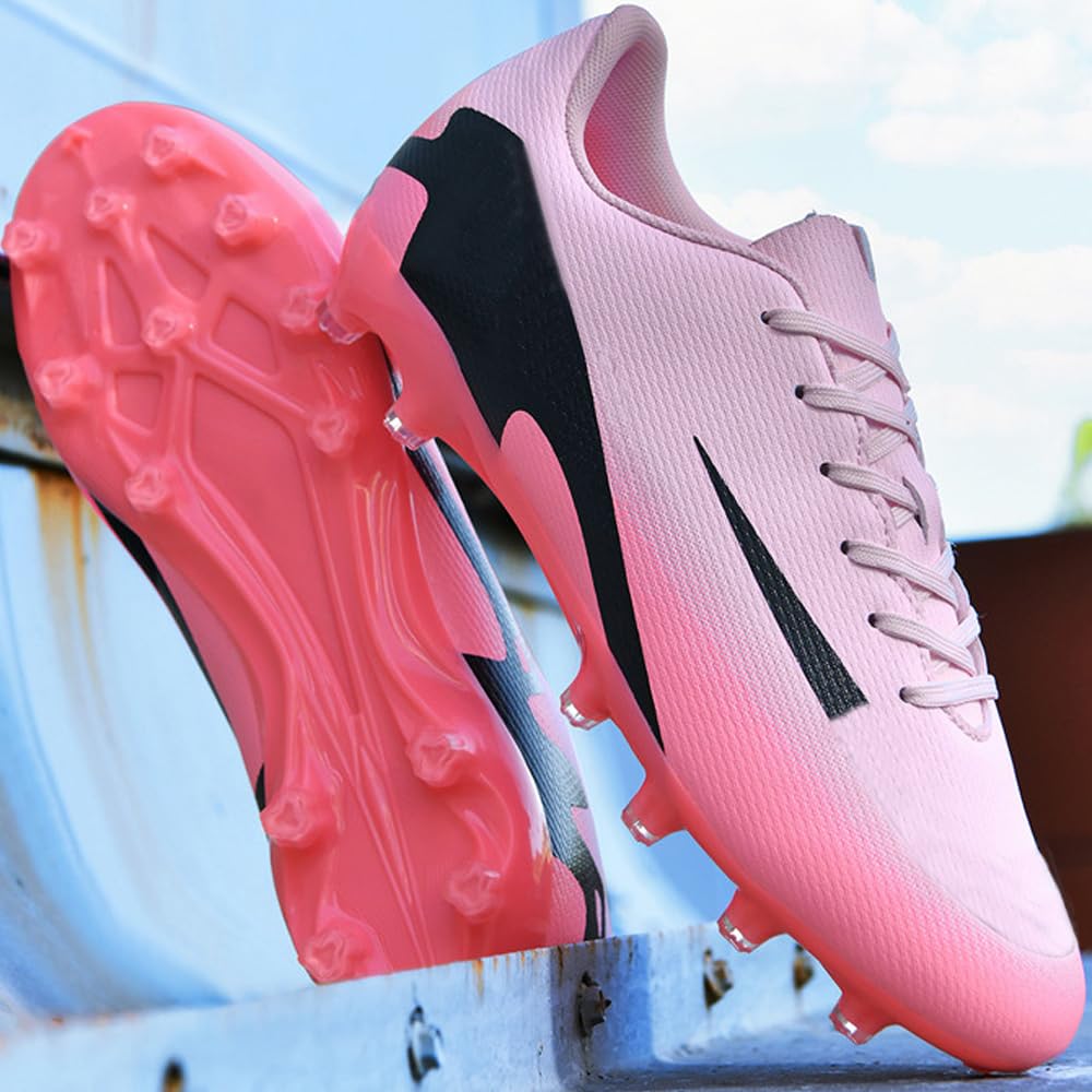 Zapatillas de Fútbol Mujer Spike Aire Libre Atletismo Entrenamiento Botas Profesionales Calzado de Fútbol Tacos de fútbol Deportivas Unisex Rosa 44 EU