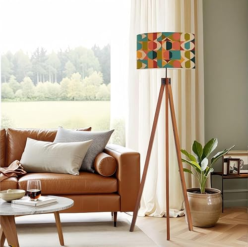 Miniatura 7 de Trípode de madera, lámpara de pie estética de mediados de siglo, diseño retro sin costuras, decorativa, 50, 60, 70, mediados de siglo, lámpara de