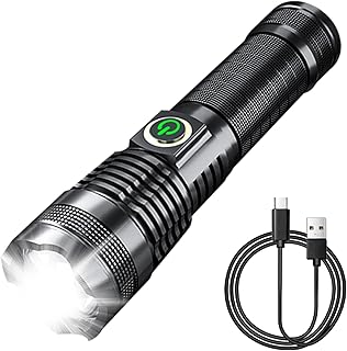 XURLEQ LED Rechargeable Flashlight 600000 High Lumen, Brightest Zoomable Tactical Flashlights with Batteries, Waterproof Powerful Handheld Flash Light for Outdoor Camping Hiking Biking, 5 Light Modes